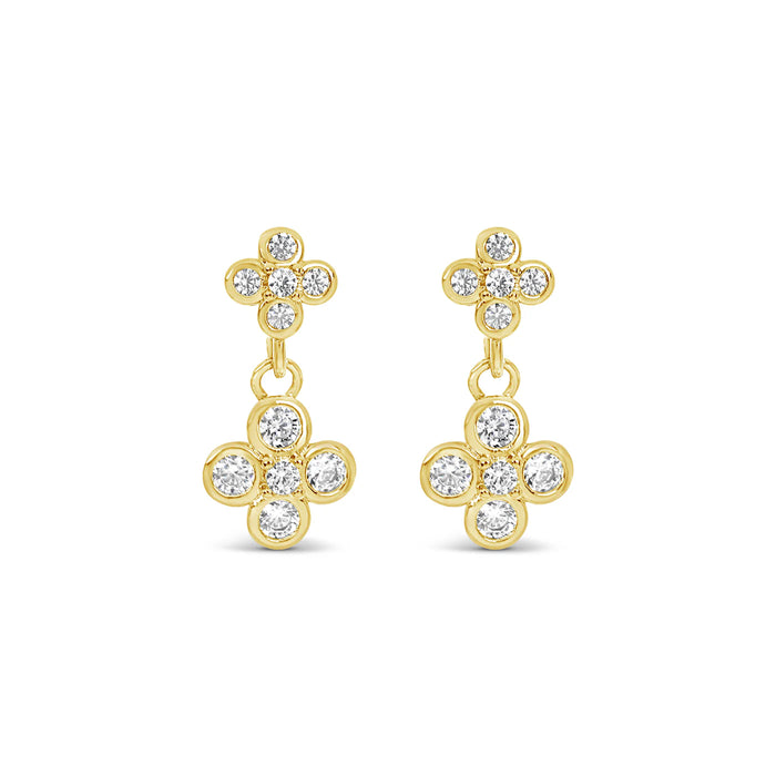 Park Lane White Stones Flower Petal Gold Earrings