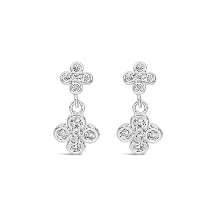 Park Lane White Stones Flower Petal Silver Plated Earrings