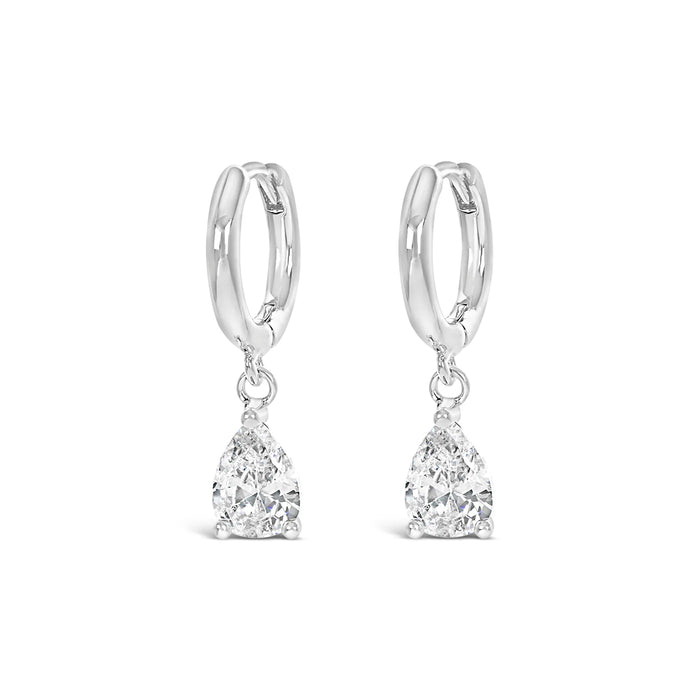 Park Lane Silver Plated White Stones Hoop Earrings