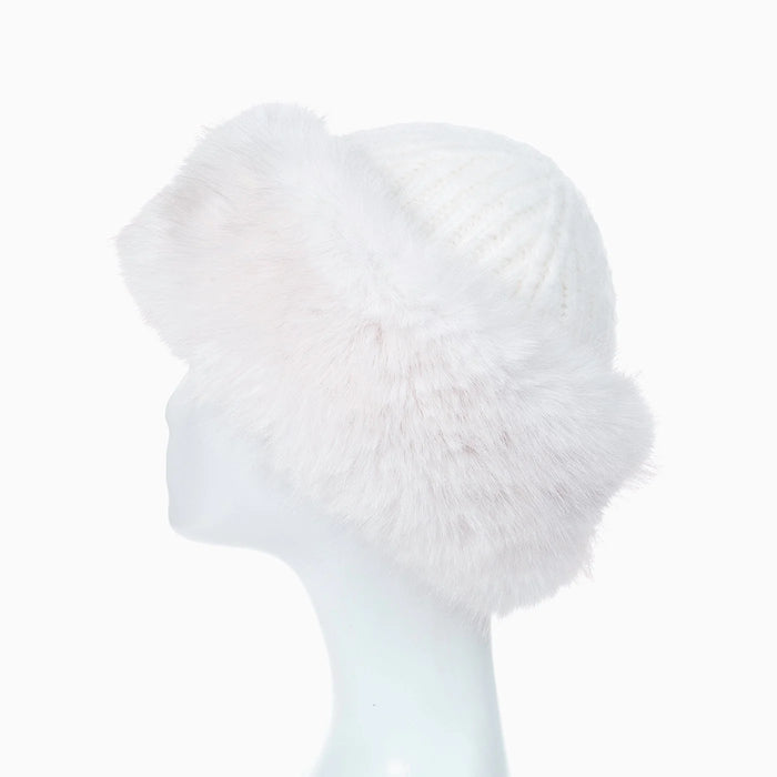 Park Lane Whipped Cream Fur Trimmed Hat