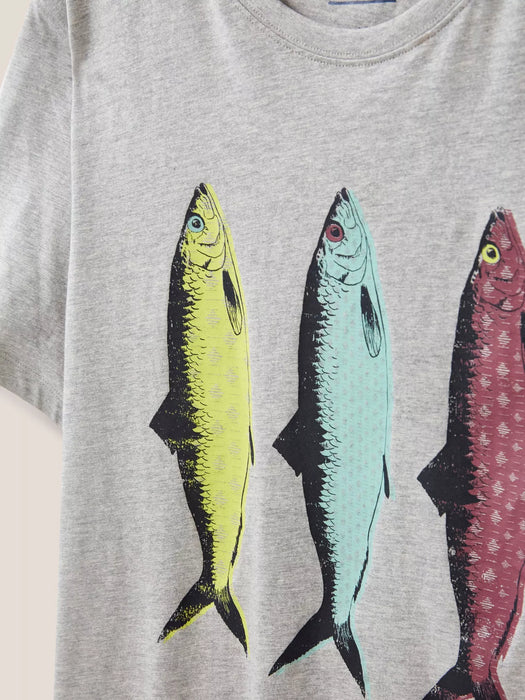 White Stuff Men's Fish Graphic Tshirt Light Natural