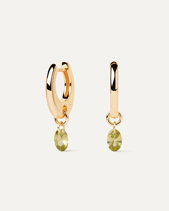 PDPAOLA Green Lily Hoops Gold Earrings