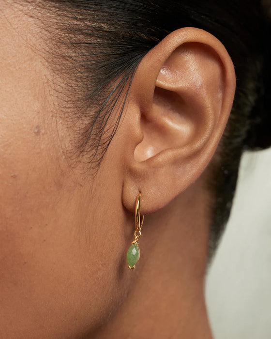 PDPAOLA Green Aventurine Nomad Hoops Gold Earrings