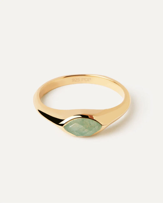 PDPAOLA Green Aventurine Nomad Stamp Ring