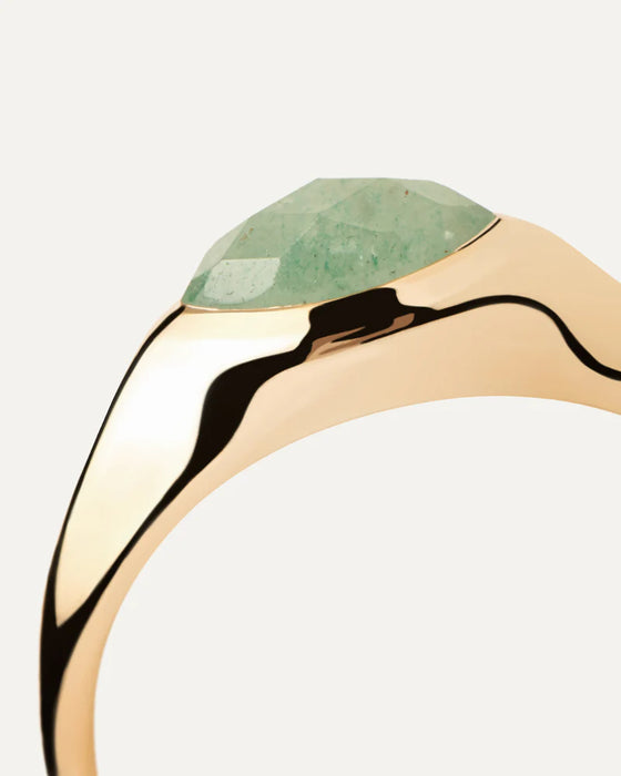 PDPAOLA Green Aventurine Nomad Stamp Ring