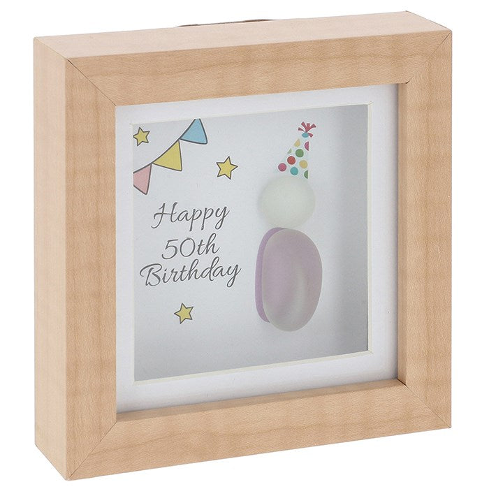 Pebble Glass "Happy 50th Birthday" Square Plaque