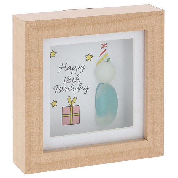 Pebble Glass "Happy 18th Birthday" Square Plaque