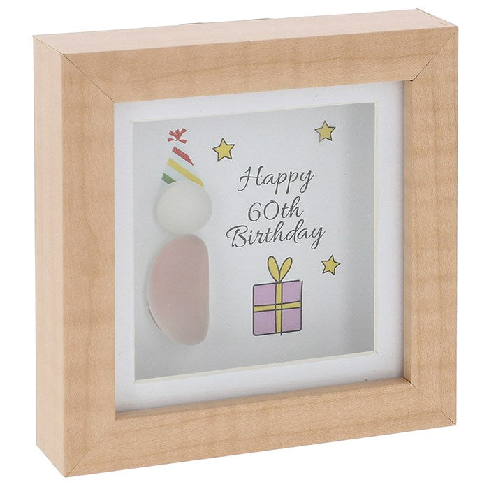 Pebble Glass "Happy 60th Birthday" Square Plaque