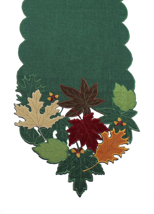 Peggy Wilkins Embroidered Autumn Leaves & Acorns Table Runner 35cm x 190cm