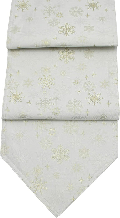 Peggy Wilkins Snow Crystal Sparkly Christmas Table Runner 35cm x 230cm