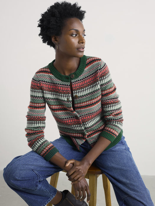 Seasalt Women's Percella Cove Fair Isle Cardigan In Weaving Needle Dark Forage Mix