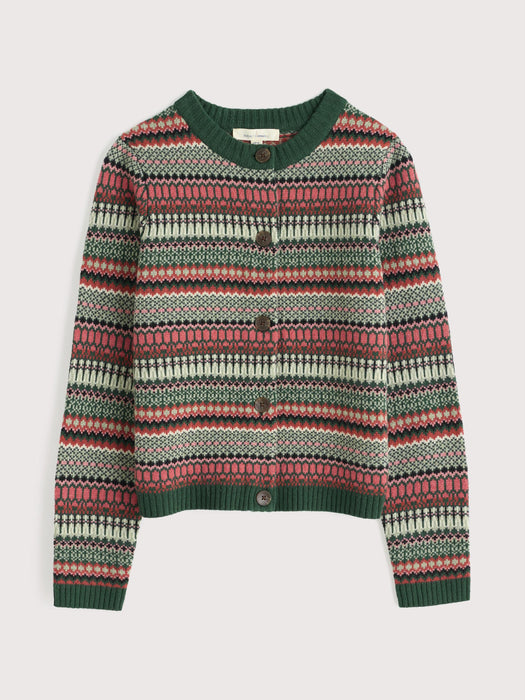 Seasalt Women's Percella Cove Fair Isle Cardigan In Weaving Needle Dark Forage Mix