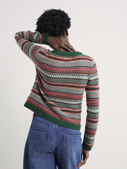 Seasalt Women's Percella Cove Fair Isle Cardigan In Weaving Needle Dark Forage Mix