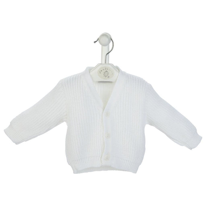 Dandelion White Knitted Rib Baby Cardigan