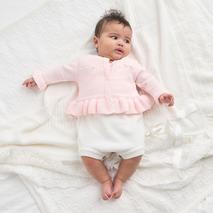 Dandelion Pink Ruffle Hem Cardigan