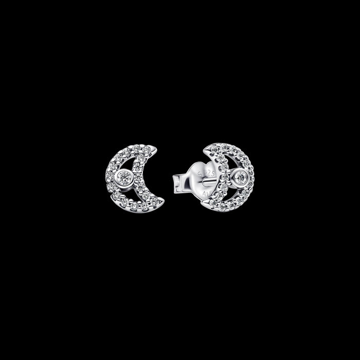 Pandora Sparkling Moon Stud Earrings Sterling Silver