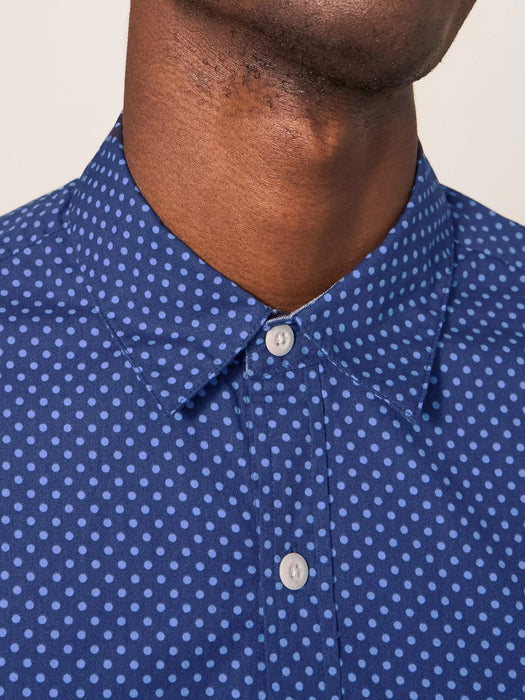 White Stuff Men's Polka Dot Printed Shirt Indigo Blue