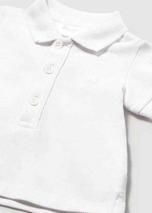 Mayoral Layette Boy Short Sleeve White Polo Shirt