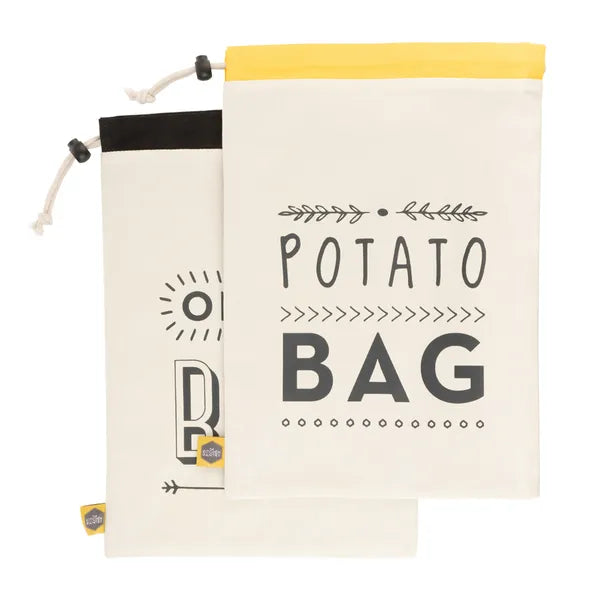 Kitchen Pantry Set Of 2 Vegetable Storage Sacks - Potato & Onion