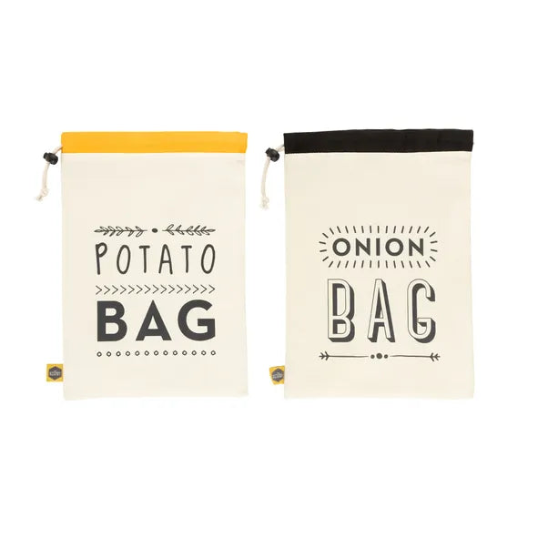 Kitchen Pantry Set Of 2 Vegetable Storage Sacks - Potato & Onion