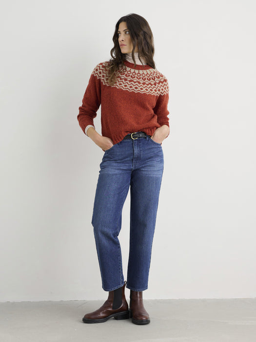 Seasalt Women's Port Kinnis Jumper Merino In Wag Tail Red Sail Birch Mix