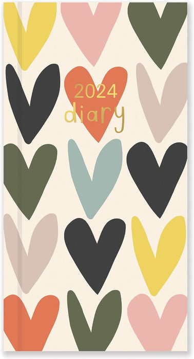 Portico Designs Caroline Gardner Hearts Slim Diary 2024