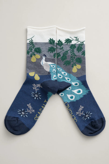 Seasalt Women's Postcard Organic Cotton Socks Spring Gallery Maritime