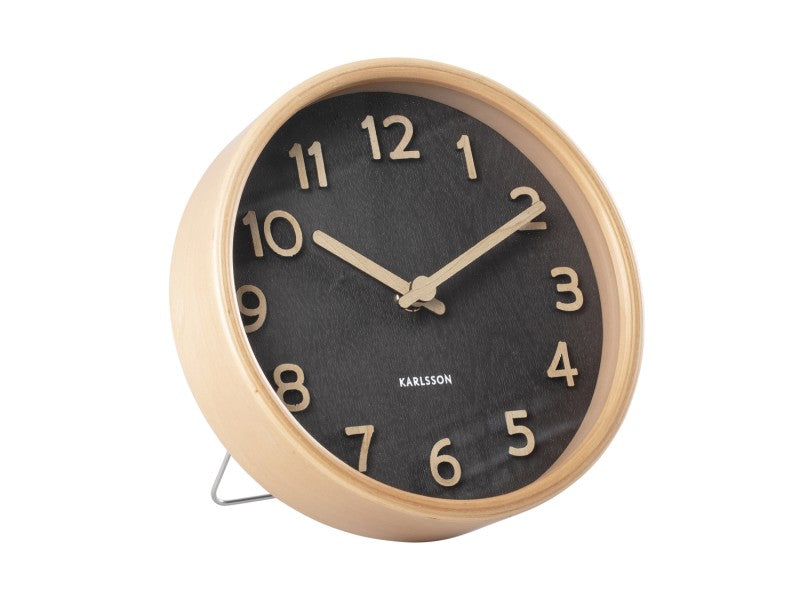 Present Time Table Clock Pure Wood Grain