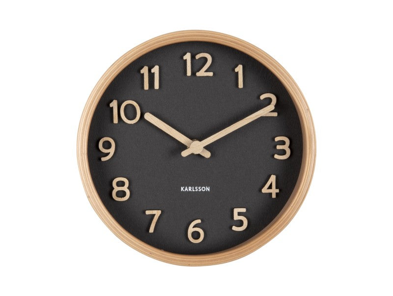 Present Time Table Clock Pure Wood Grain