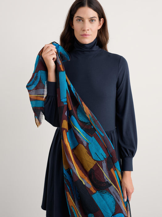 Seasalt Women's Pretty Printed Scarf In Zennor Stack Dark Rye