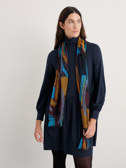 Seasalt Women's Pretty Printed Scarf In Zennor Stack Dark Rye
