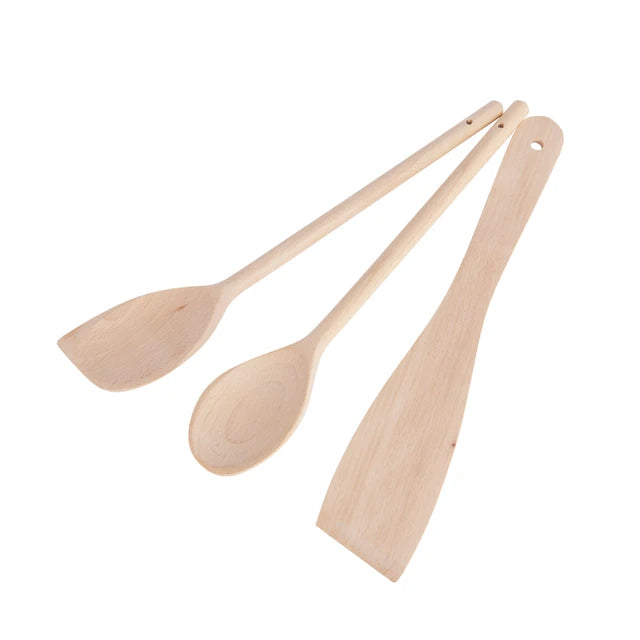 KitchenCraft Set of Three Beech Wood Utensils
