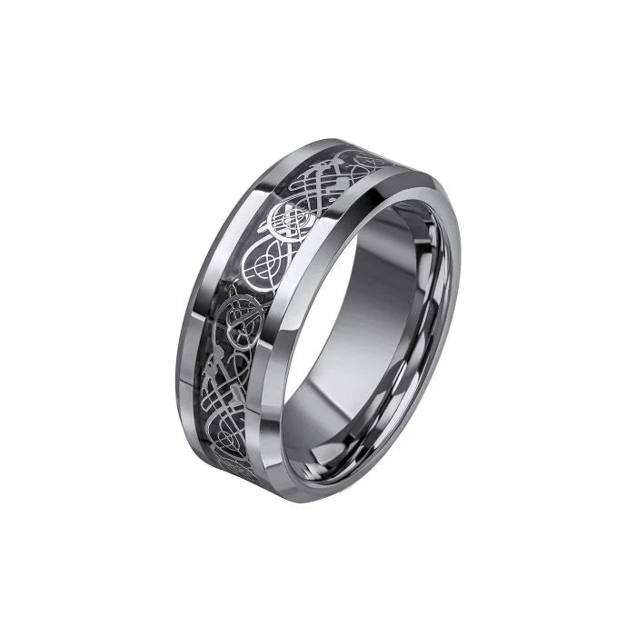 Fred Bennett Filigree Tungsten Ring - Black and Silver - Size 65