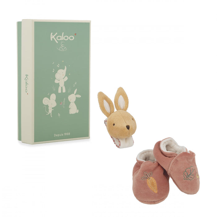 Kaloo Rabbit Slippers and Sound Bracelet Set