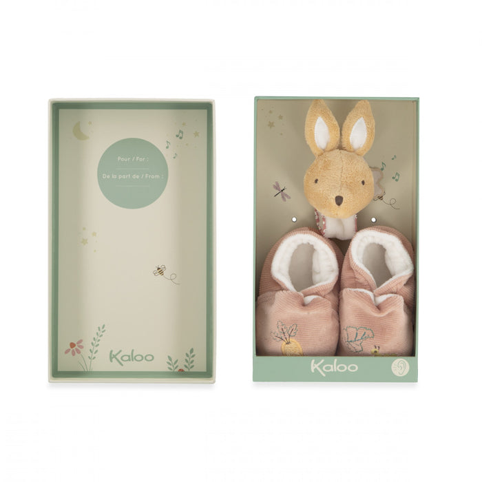 Kaloo Rabbit Slippers and Sound Bracelet Set