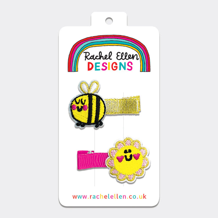 Rachel Ellen Hairclip Bee & Flower 2 Pack