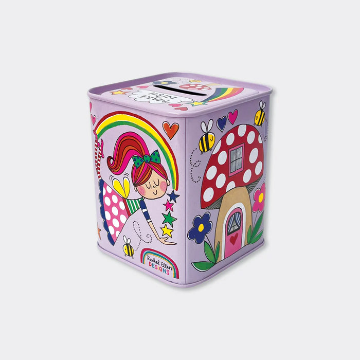Rachel Ellen Money Box Tin - Make A Wish/Fairies