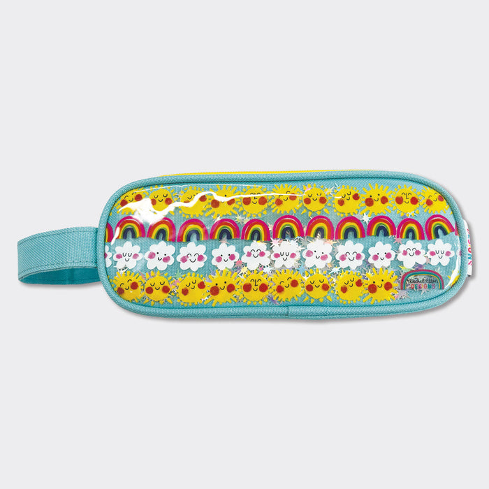 Rachel Ellen Glitter Double Zip Pencil Case With Handle - Sunny Days