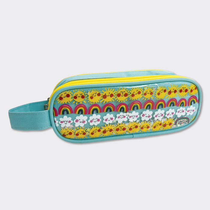 Rachel Ellen Glitter Double Zip Pencil Case With Handle - Sunny Days