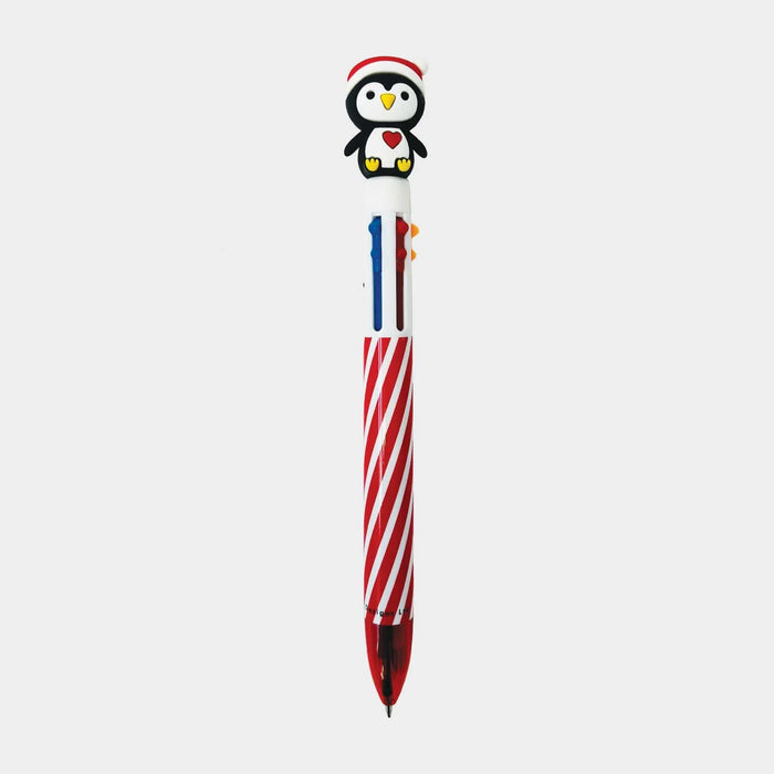 Rachel Ellen Six Colour Ballpoint Christmas Pen - Penguin Topper