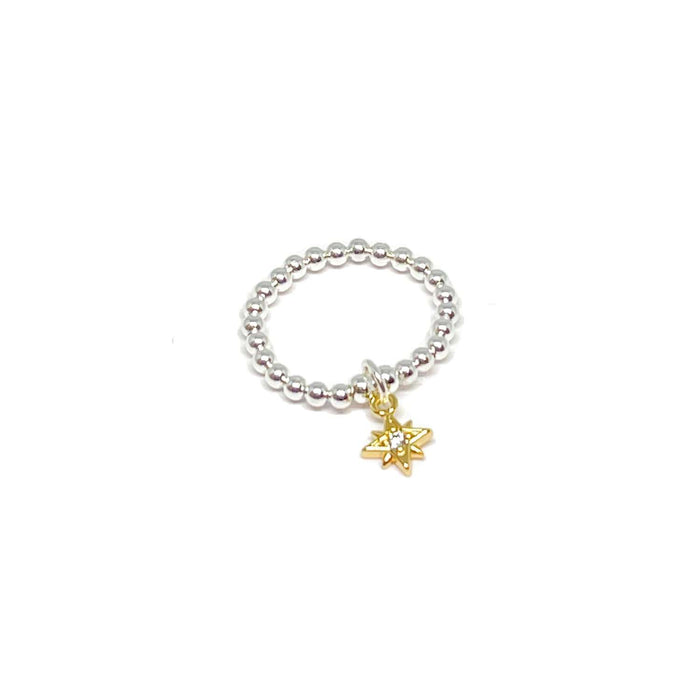 Clementine Rachel Sparkle Star Charm Ring - Gold