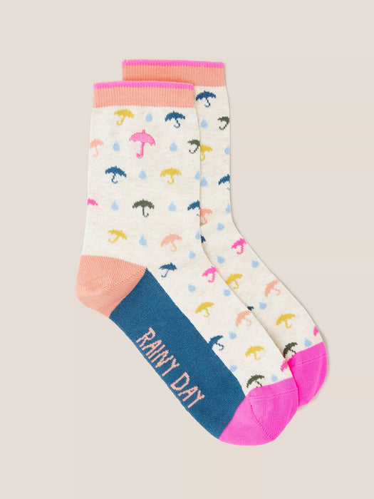 White Stuff Women's Rainy Day Ankle Sock Natural Multi