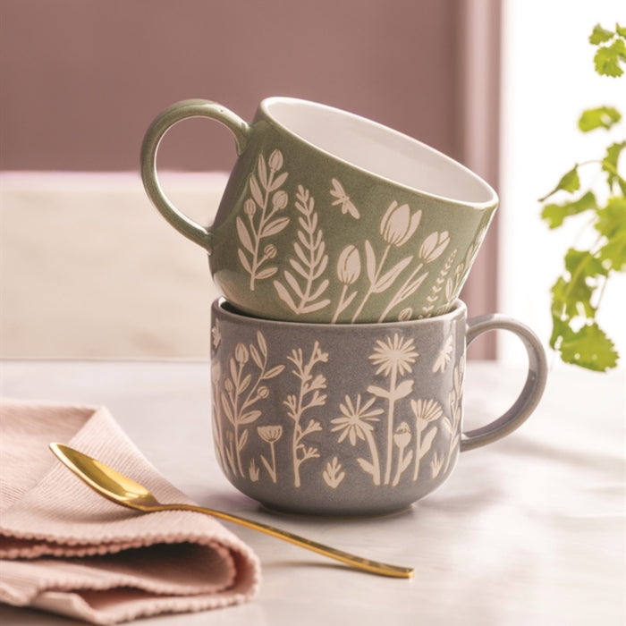 The Rayware In The Meadow Green Tulip Mug 400ml