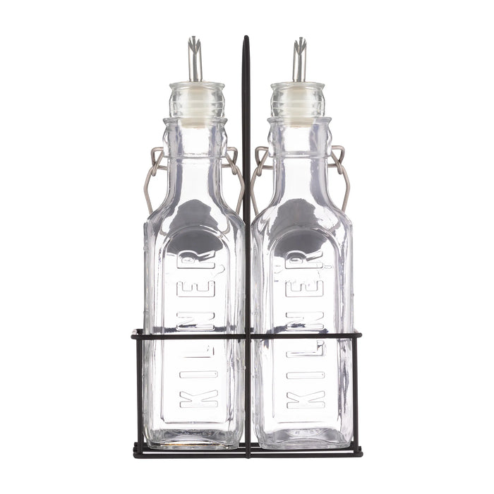 The Rayware Group Set Of 2 Oil Bottles & Metal Rack 0.3 Litre