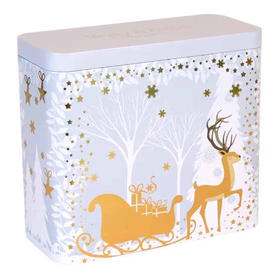 Silver Crane Co Reindeer & Sleigh Tin Filled with All Butter Scottish Shortbread