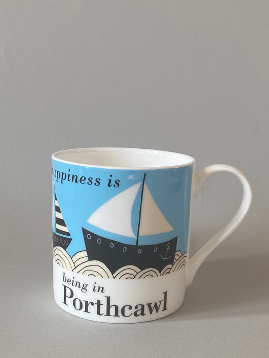 Repeat Repeat Happiness Is Being In Porthcawl Boat Mug
