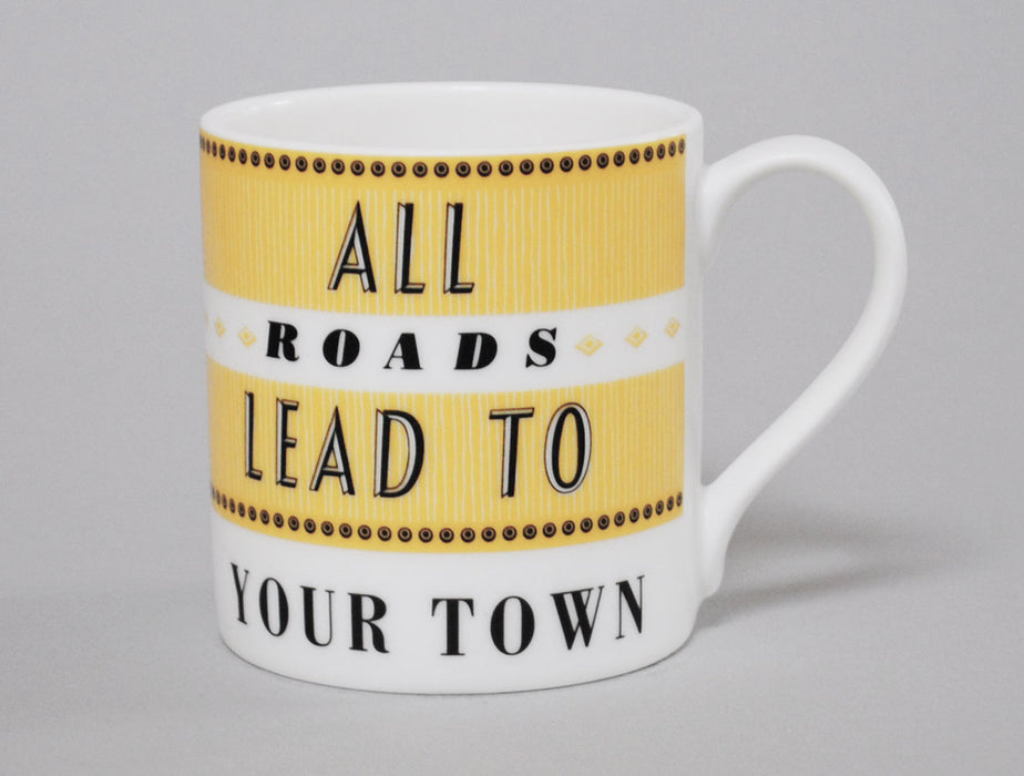 Repeat Repeat All Roads Lead To Porthcawl Yellow Mug