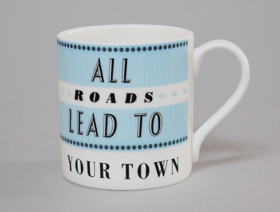 Repeat Repeat All Roads Lead To Porthcawl Blue Mug