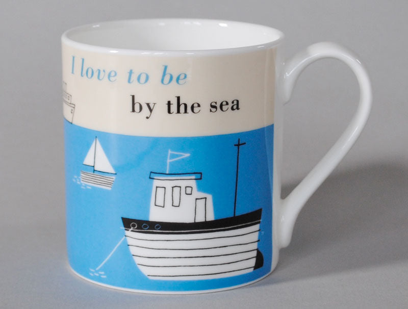 Repeat Repeat Happiness Boats Bone China Mug Turquoise