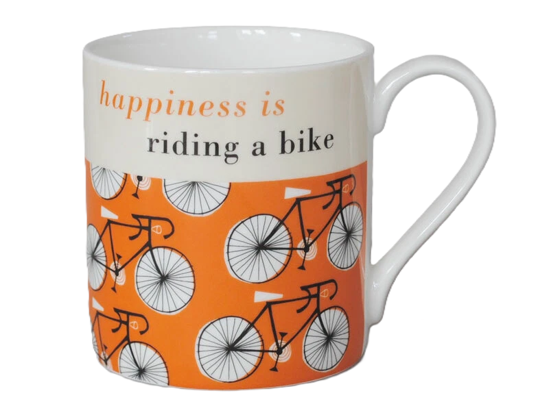 Repeat Repeat Happiness Cycles Bone China Mug Orange